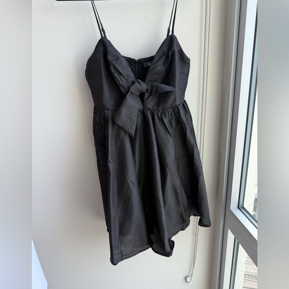 Aakaa Black Bow Front Mini Dress, NWT